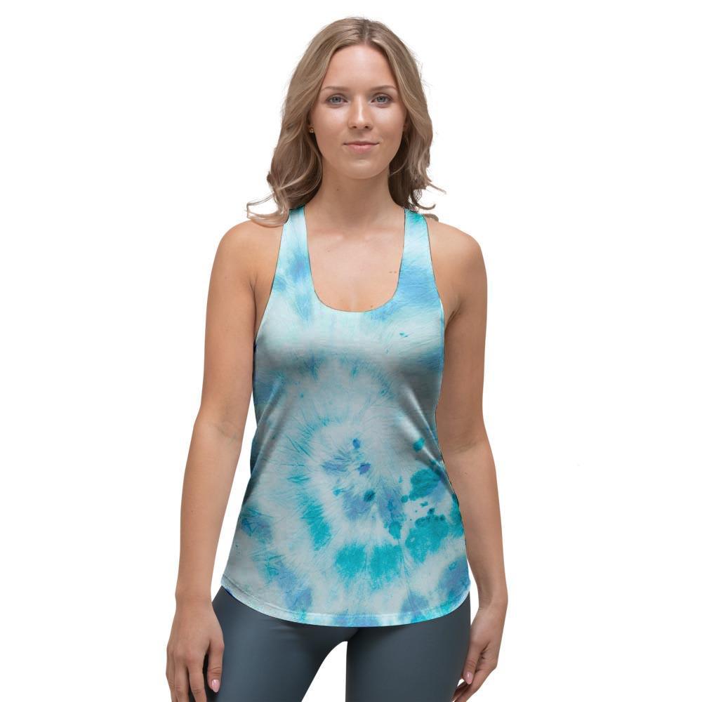 Turquoise Tie Dye Women's Racerback Tank Top-grizzshop
