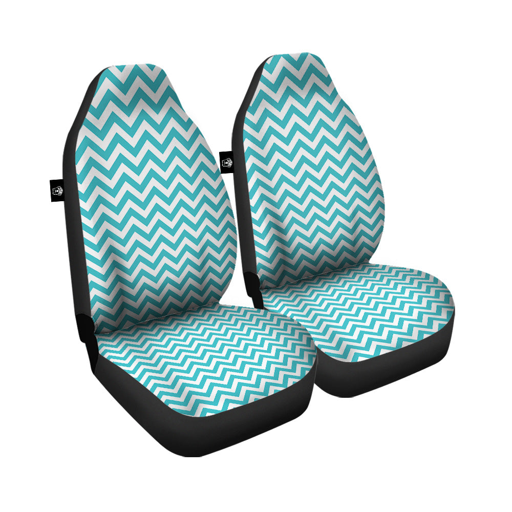Turquoise Zigzag Print Pattern Car Seat Covers-grizzshop