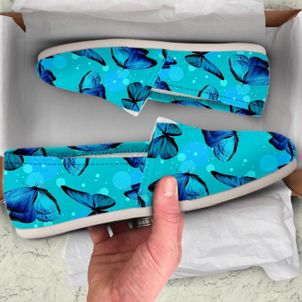 Turquoise Bubble Butterfly Print Canvas Shoes-grizzshop