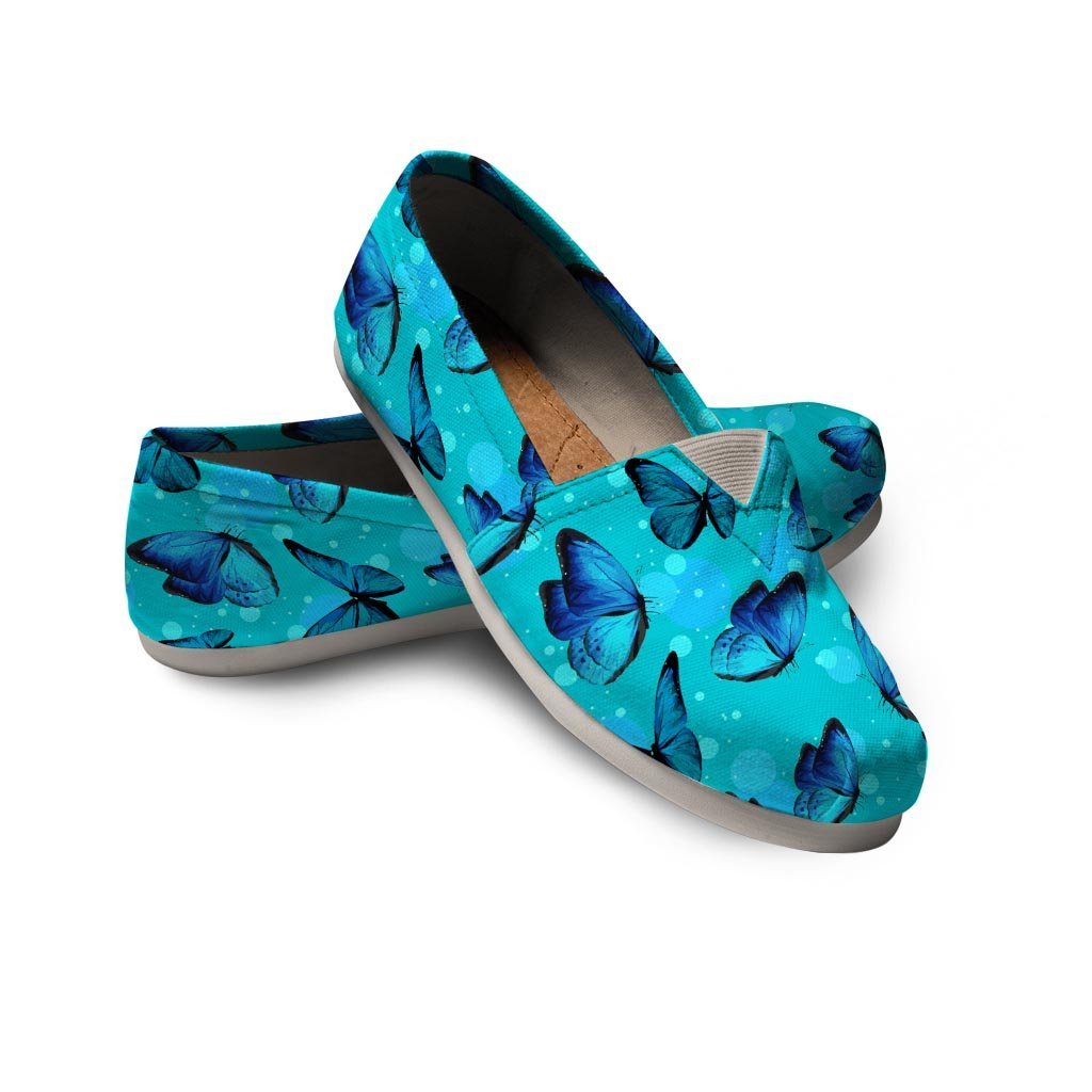 Turquoise Bubble Butterfly Print Canvas Shoes-grizzshop