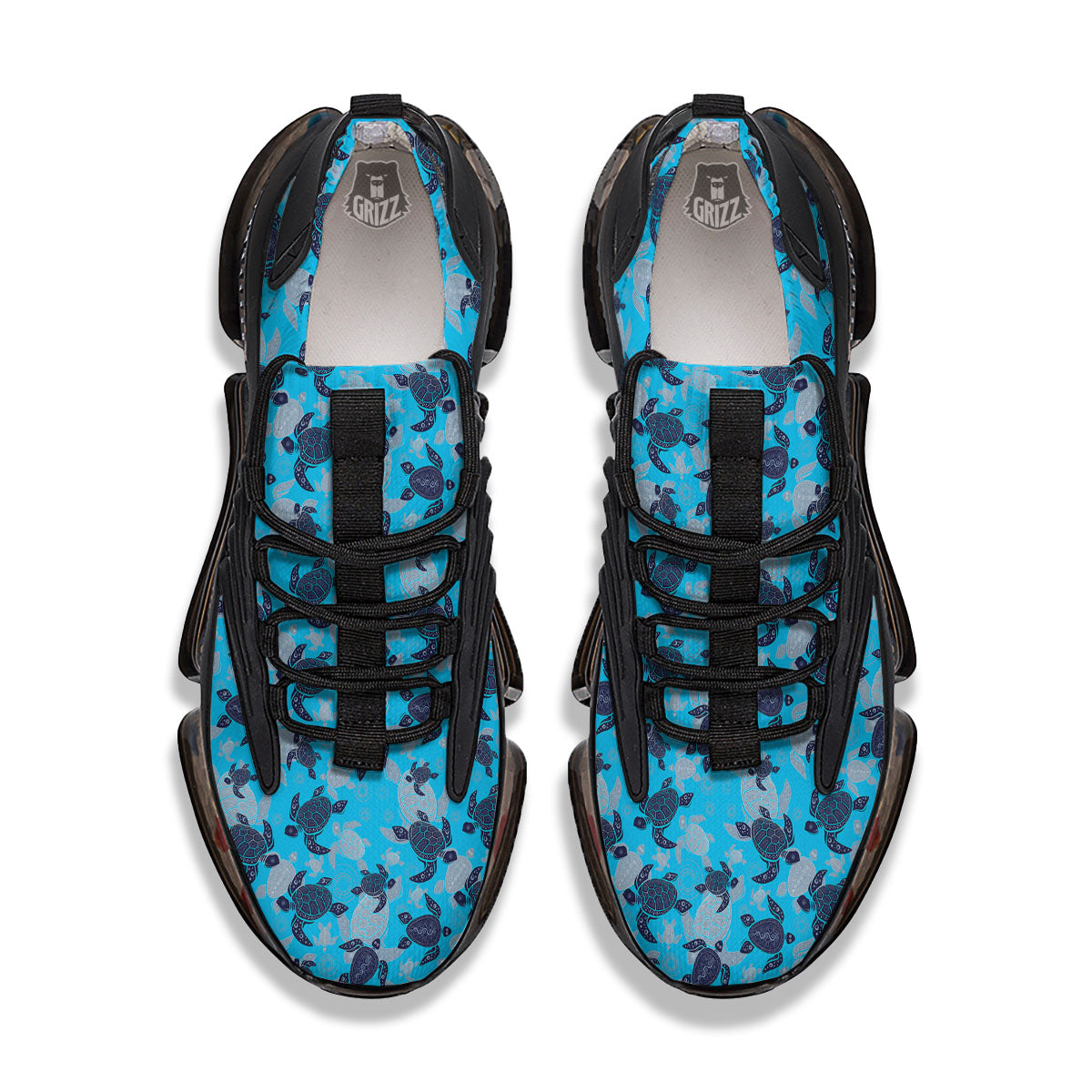 Turtle Blue Sea Print Pattern Black Gym Shoes-grizzshop
