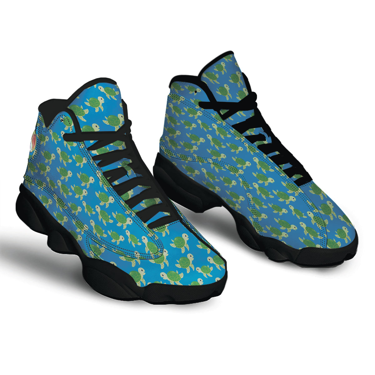 Turtle Cartoon Print Pattern Black Basketball Shoes-grizzshop