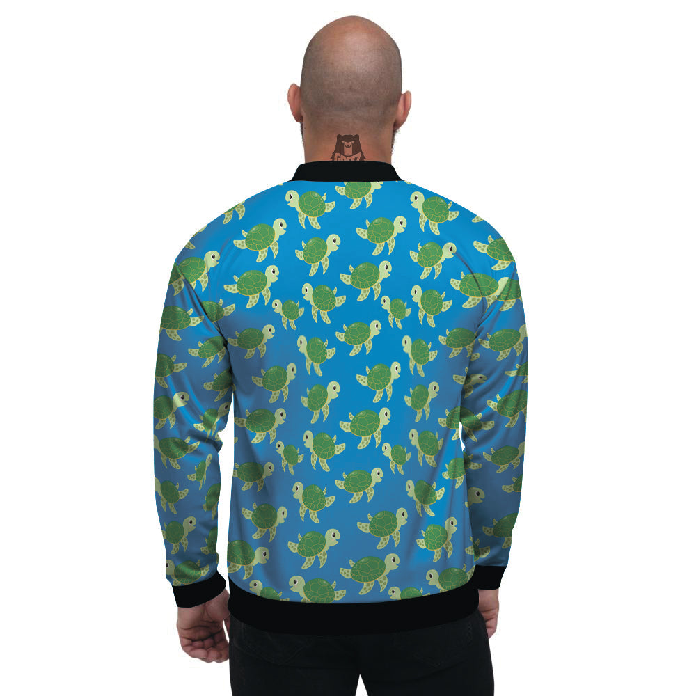Turtle Cartoon Print Pattern Men's Bomber Jacket-grizzshop