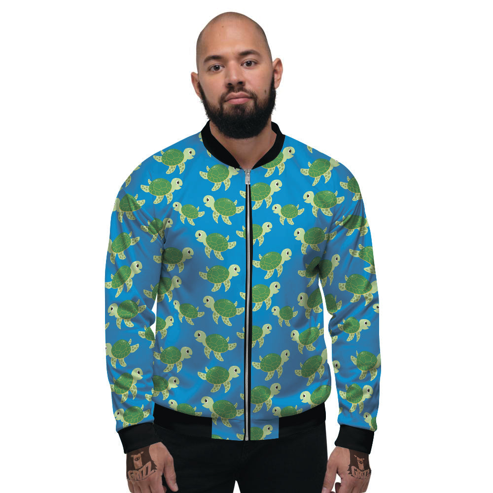 Turtle Cartoon Print Pattern Men's Bomber Jacket-grizzshop