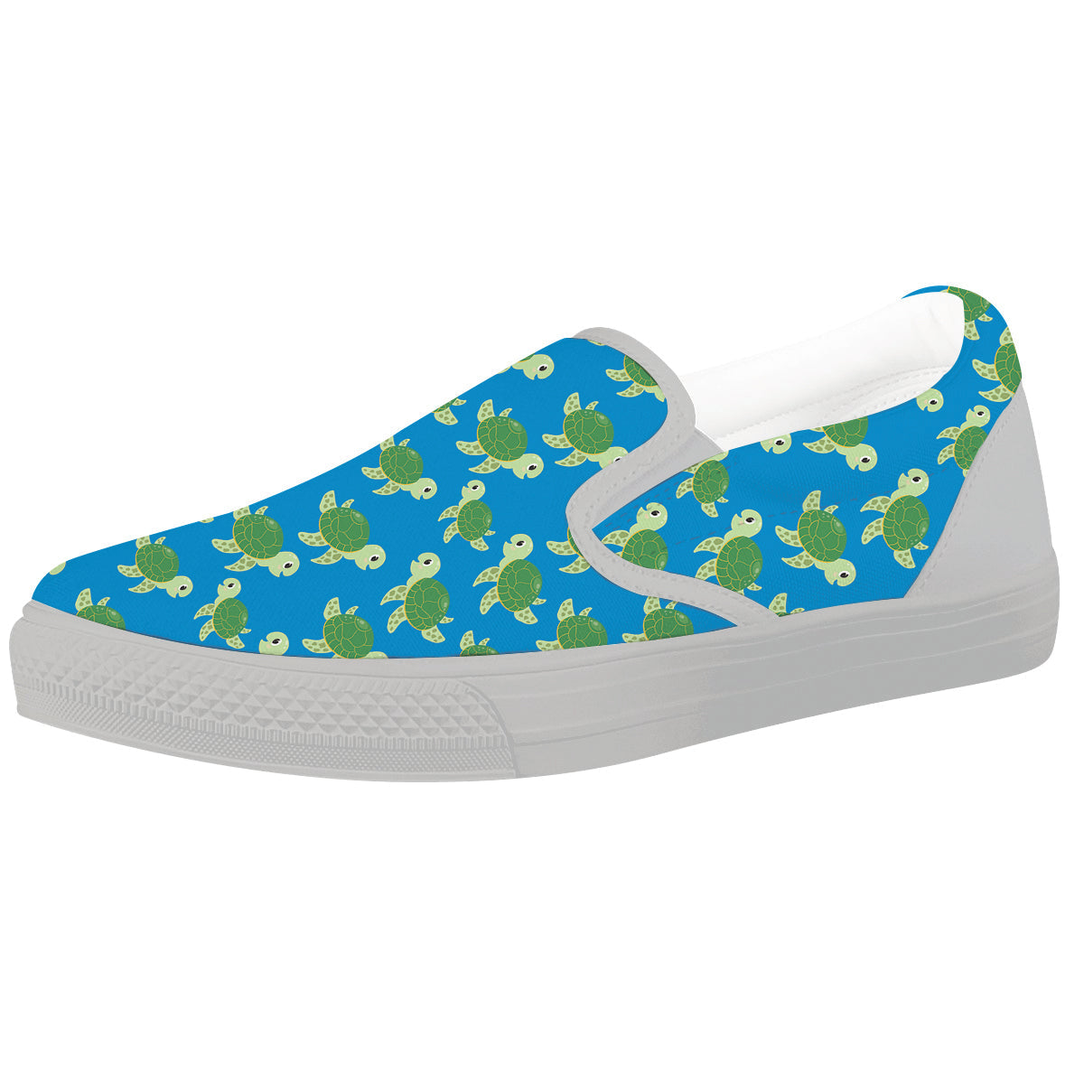 Turtle Cartoon Print Pattern White Slip On Shoes-grizzshop