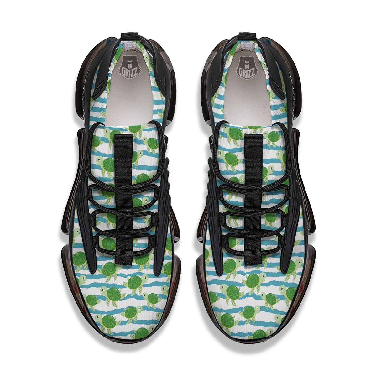 Turtle Cute Sea Print Pattern Black Gym Shoes-grizzshop
