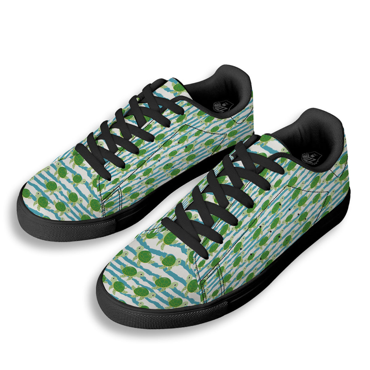 Turtle Cute Sea Print Pattern Black Low Top Sneakers-grizzshop
