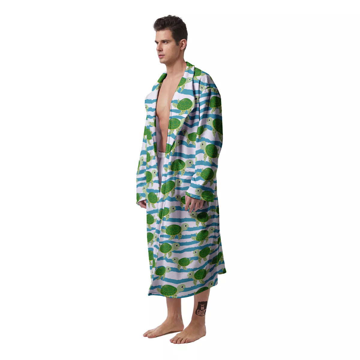 Turtle Cute Sea Print Pattern Men's Robe-grizzshop