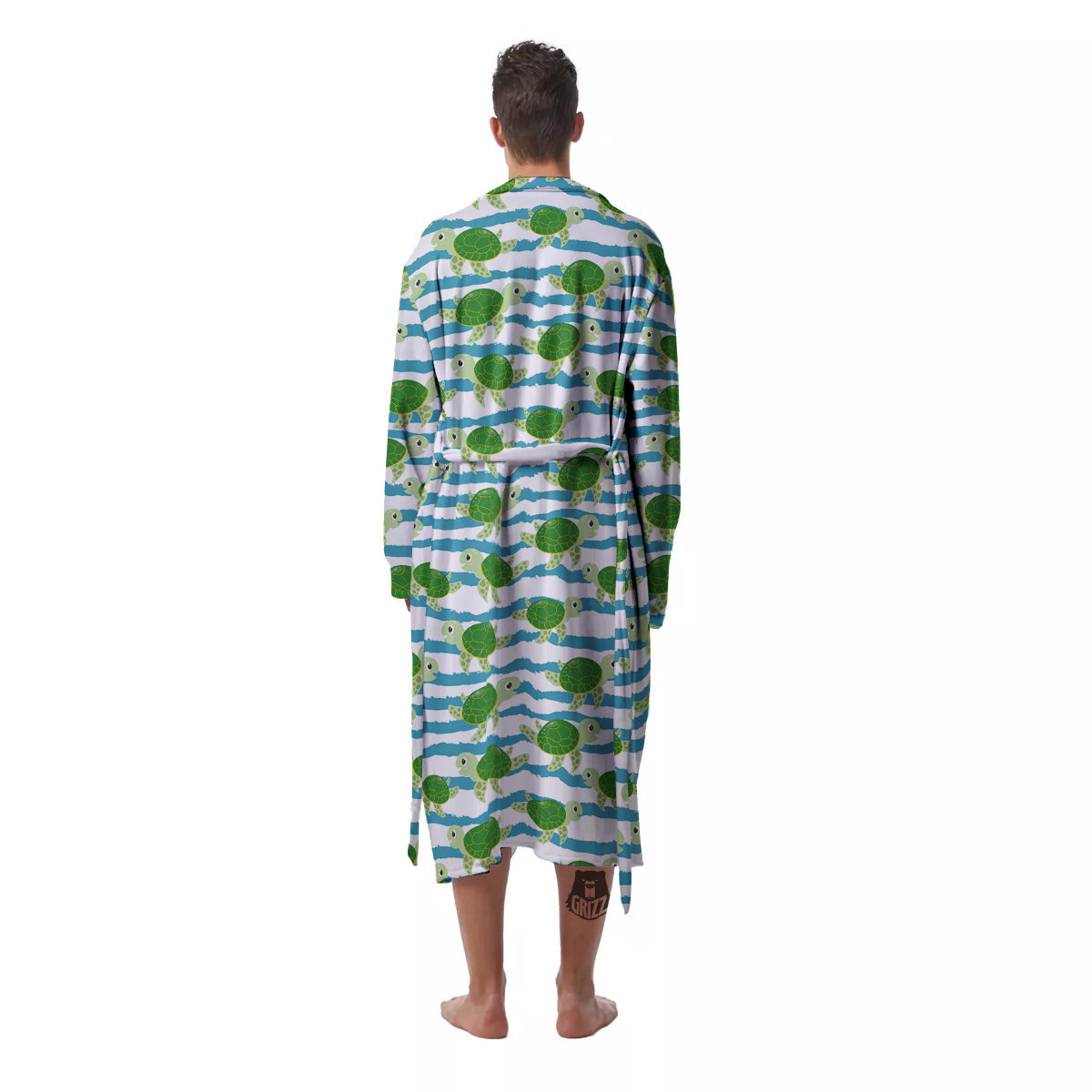 Turtle Cute Sea Print Pattern Men's Robe-grizzshop