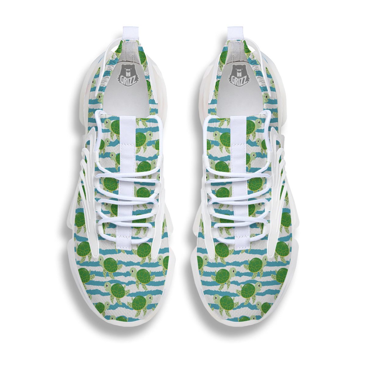 Turtle Cute Sea Print Pattern White Gym Shoes-grizzshop