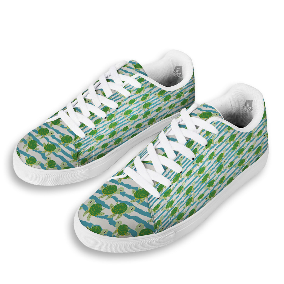 Turtle Cute Sea Print Pattern White Low Top Sneakers-grizzshop