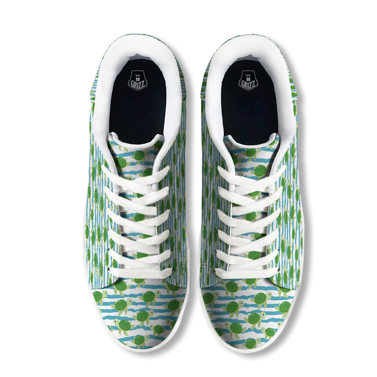 Turtle Cute Sea Print Pattern White Low Top Sneakers-grizzshop