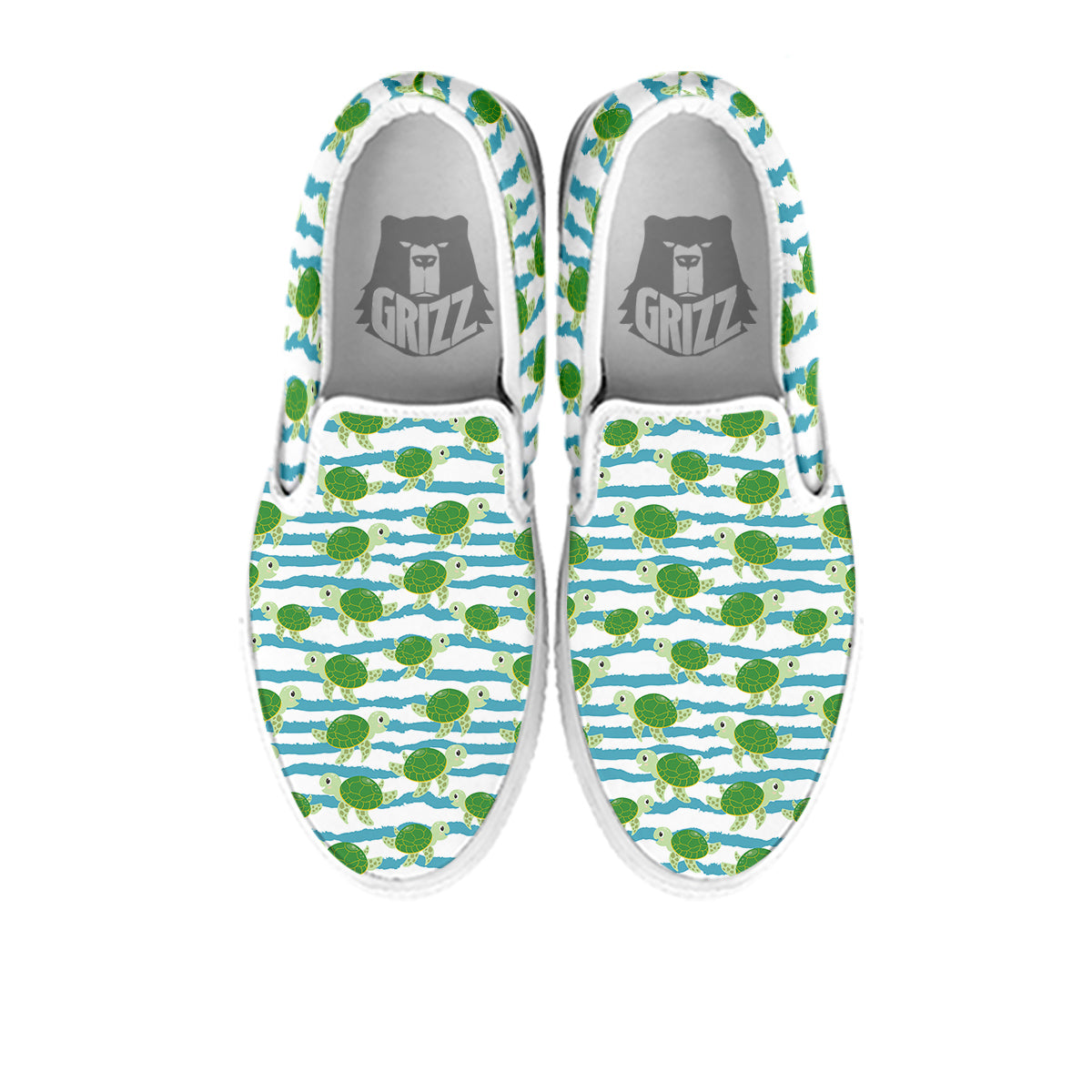 Turtle Cute Sea Print Pattern White Slip On Shoes-grizzshop