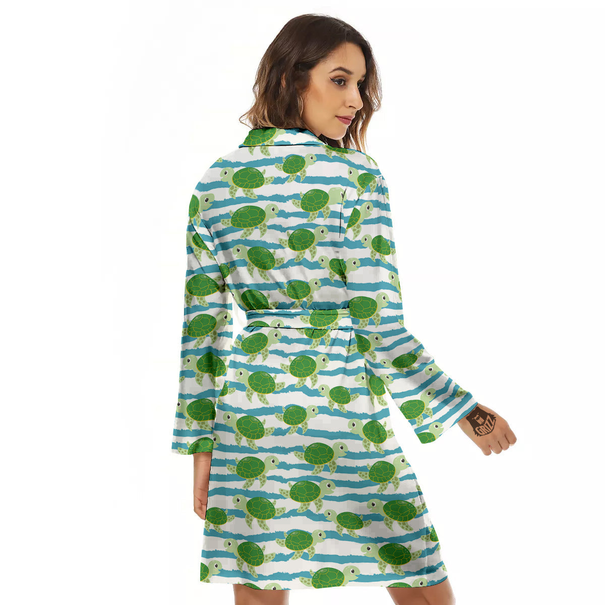 Turtle Cute Sea Print Pattern Women's Robe-grizzshop