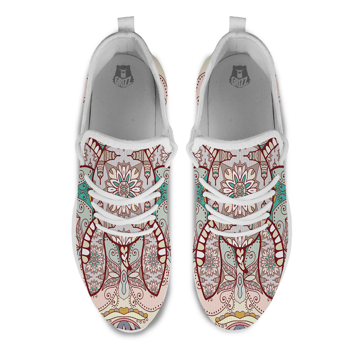 Turtle Polynesian Sea Print White Athletic Shoes-grizzshop