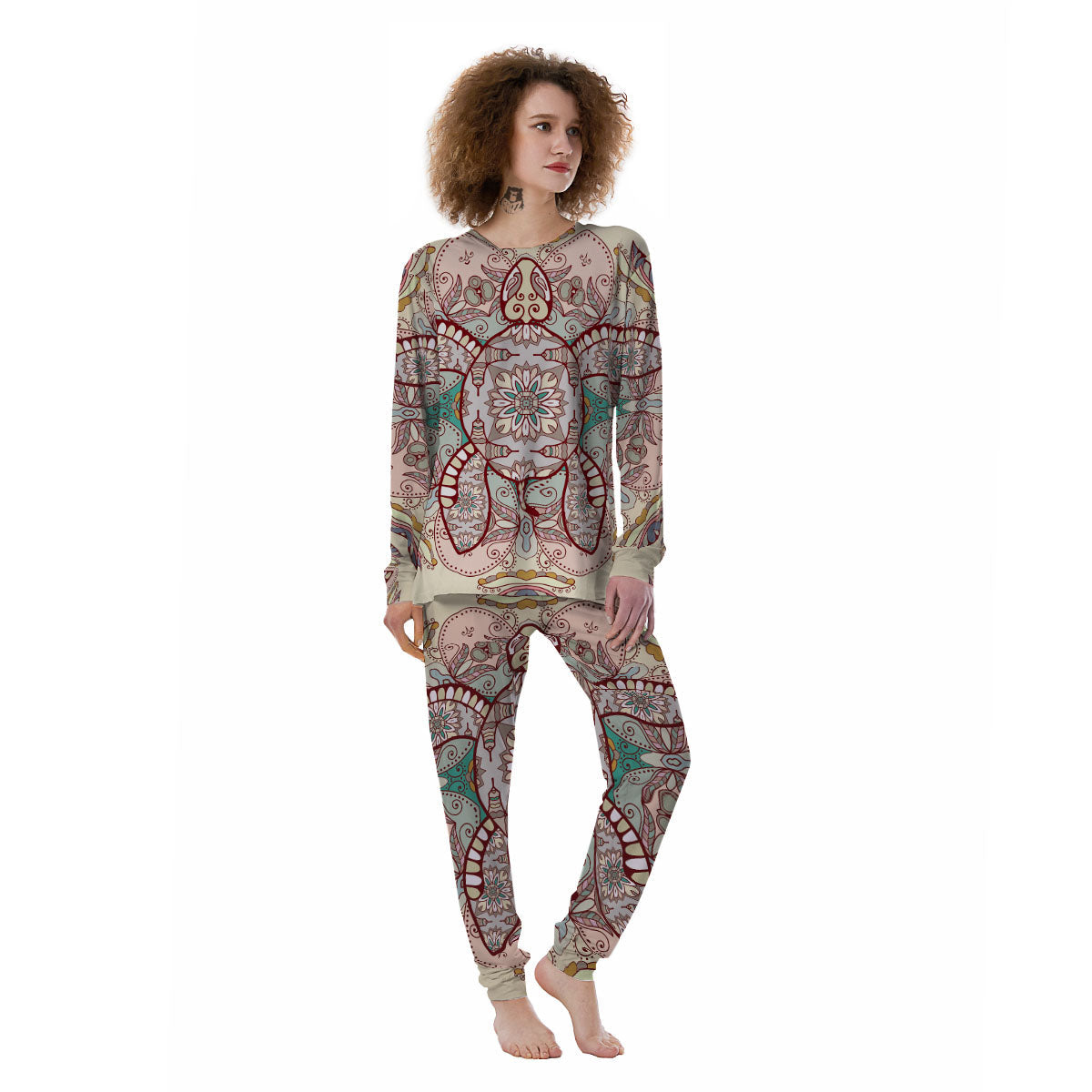 Turtle Polynesian Sea Print Women's Pajamas-grizzshop