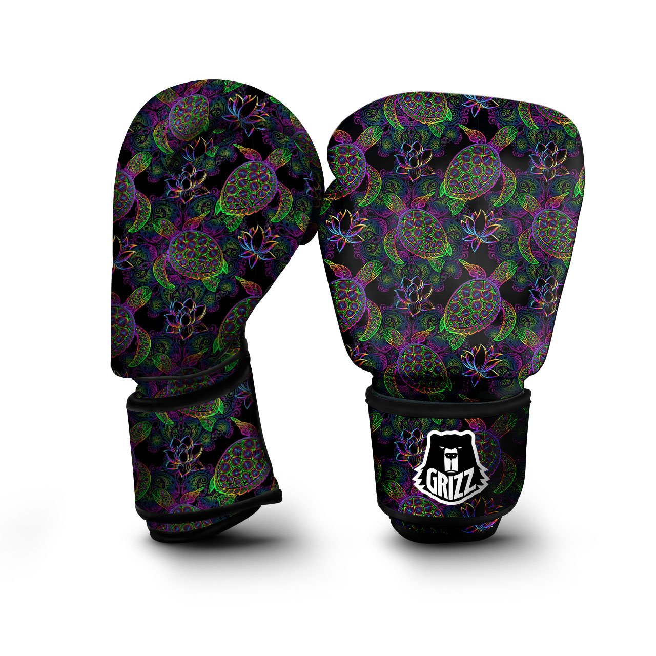 Turtle Sea Psychedelic Print Pattern Boxing Gloves-grizzshop