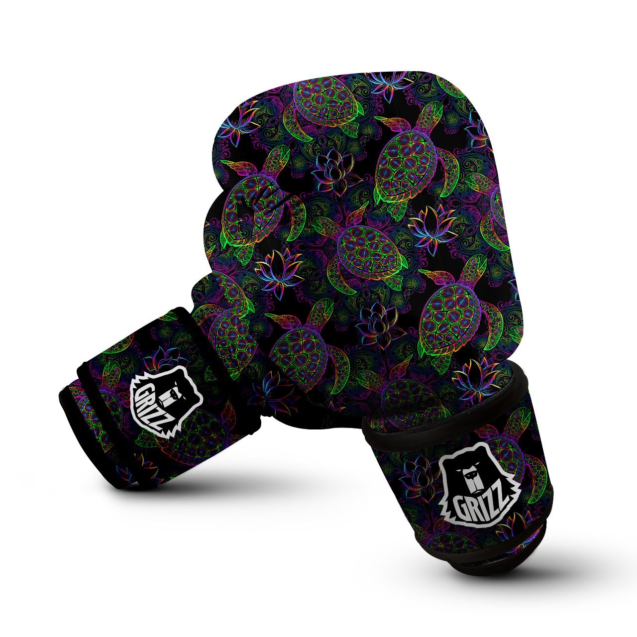 Turtle Sea Psychedelic Print Pattern Boxing Gloves-grizzshop