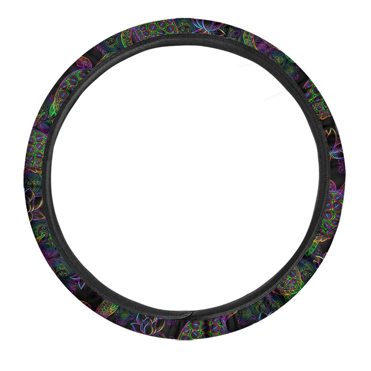 Turtle Sea Psychedelic Print Pattern Car Steering Wheel Cover-grizzshop