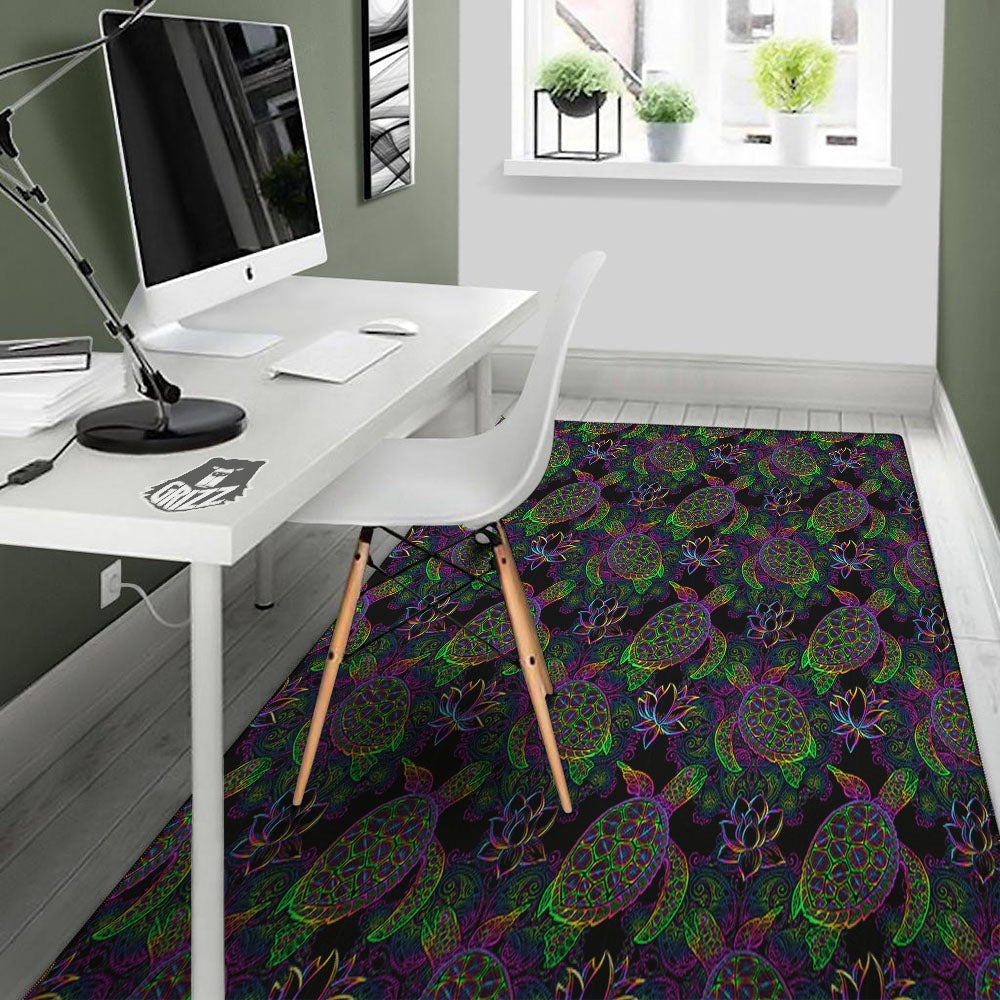 Turtle Sea Psychedelic Print Pattern Floor Mat-grizzshop
