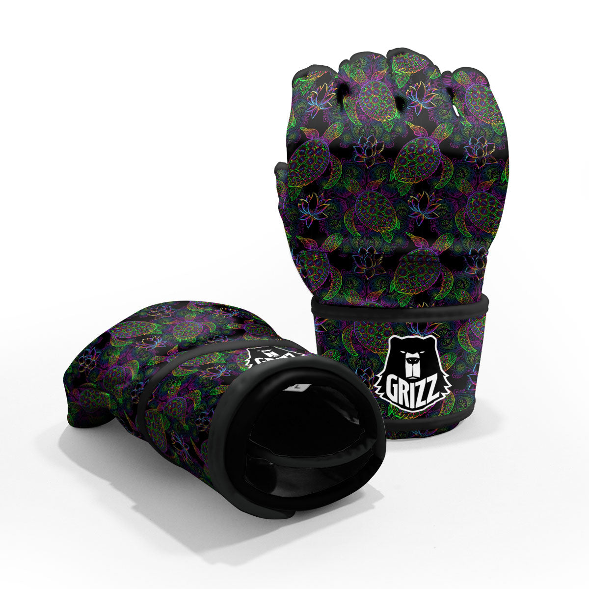 Turtle Sea Psychedelic Print Pattern MMA Gloves-grizzshop