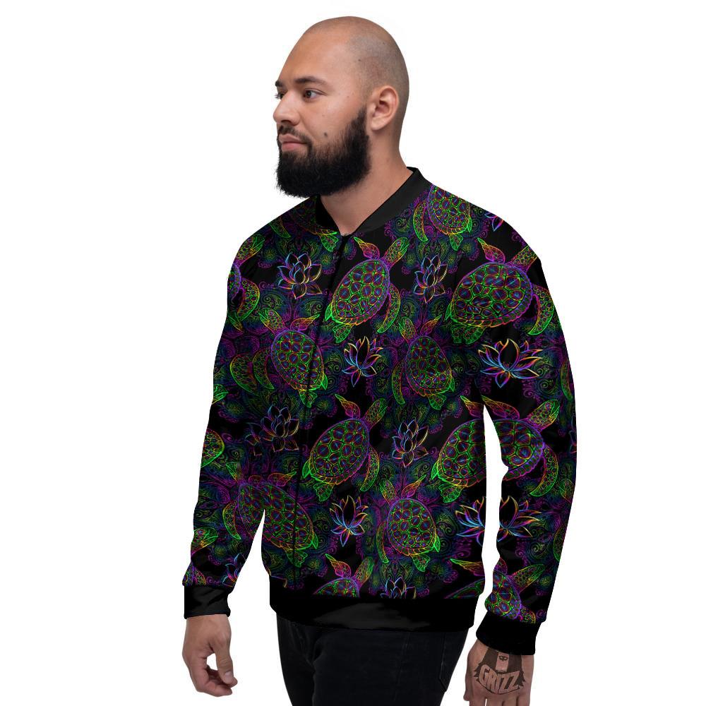 Turtle Sea Psychedelic Print Pattern Men's Bomber Jacket-grizzshop