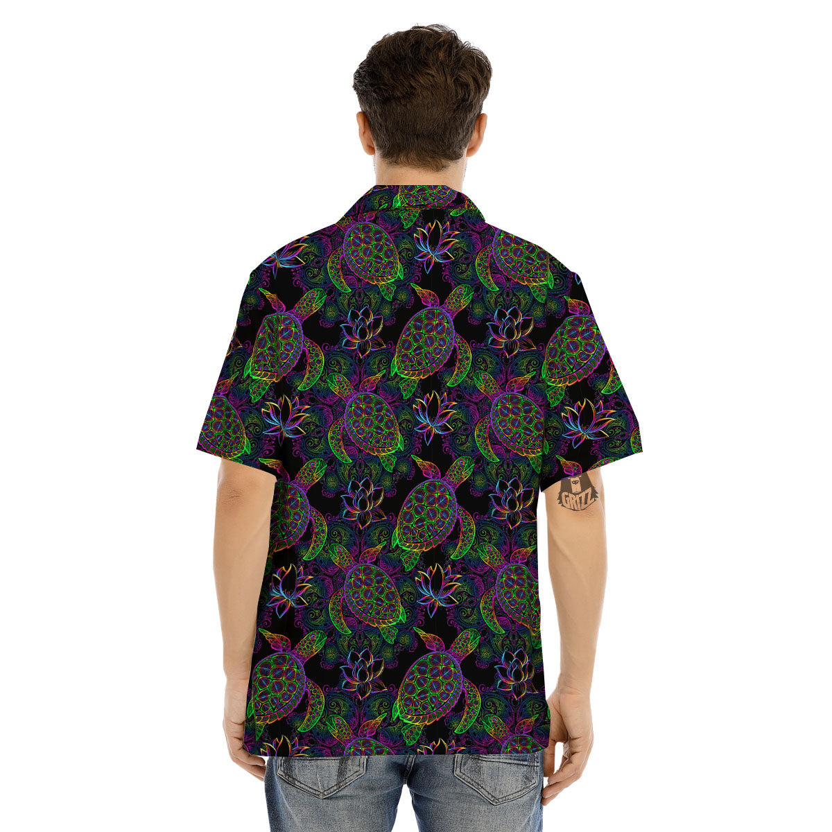 Turtle Sea Psychedelic Print Pattern Men's Hawaiian Shirt-grizzshop