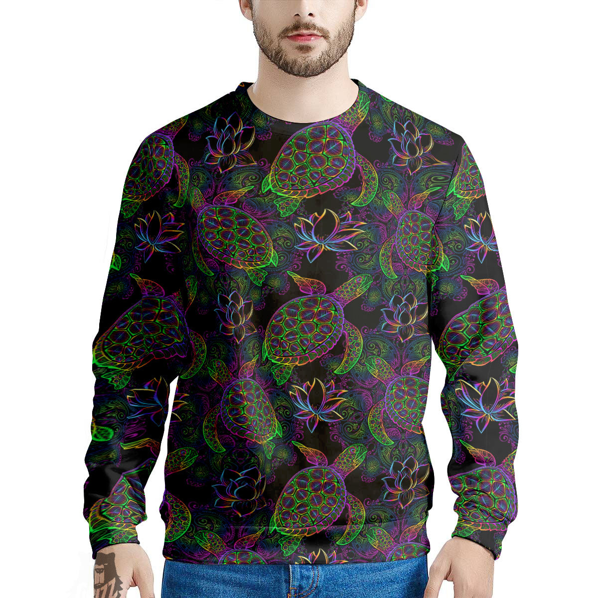 Turtle Sea Psychedelic Print Pattern Men's Sweatshirt-grizzshop