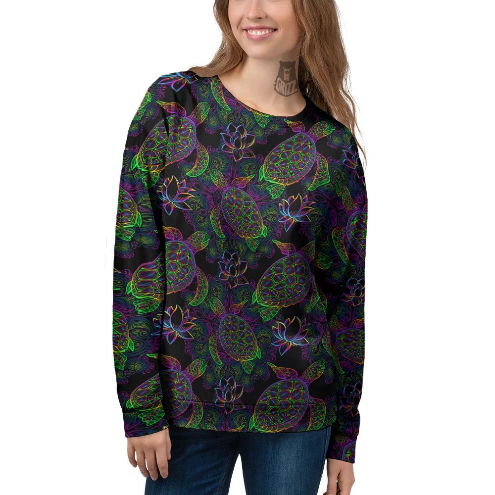 Turtle Sea Psychedelic Print Pattern Women's Sweatshirt-grizzshop