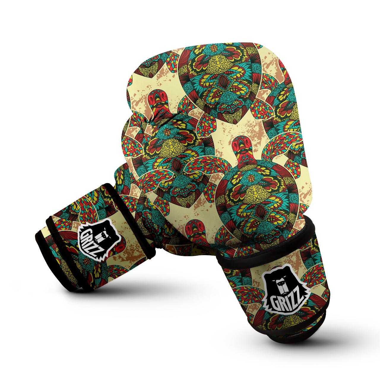 Turtle Tribal Sea Print Pattern Boxing Gloves-grizzshop