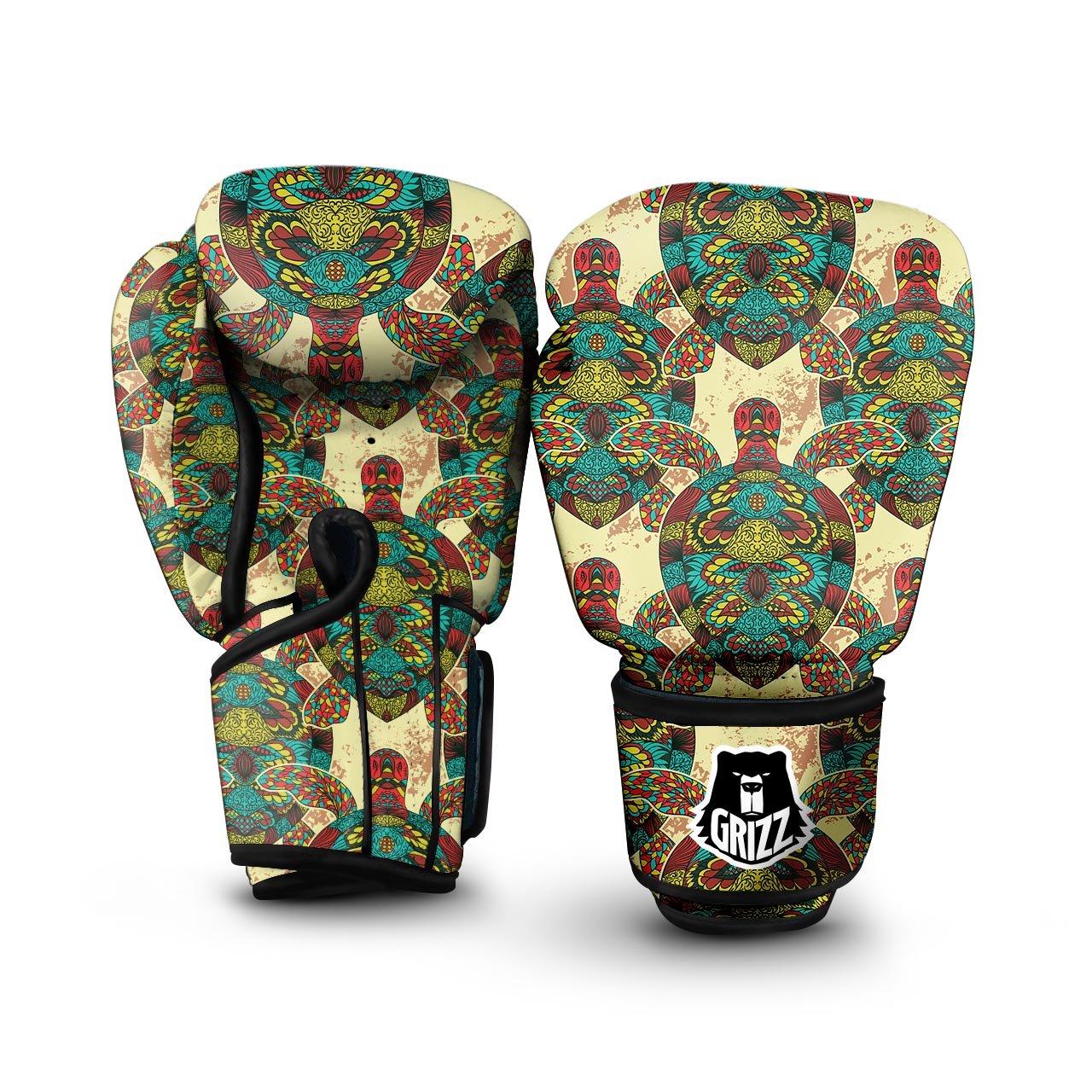 Turtle Tribal Sea Print Pattern Boxing Gloves-grizzshop