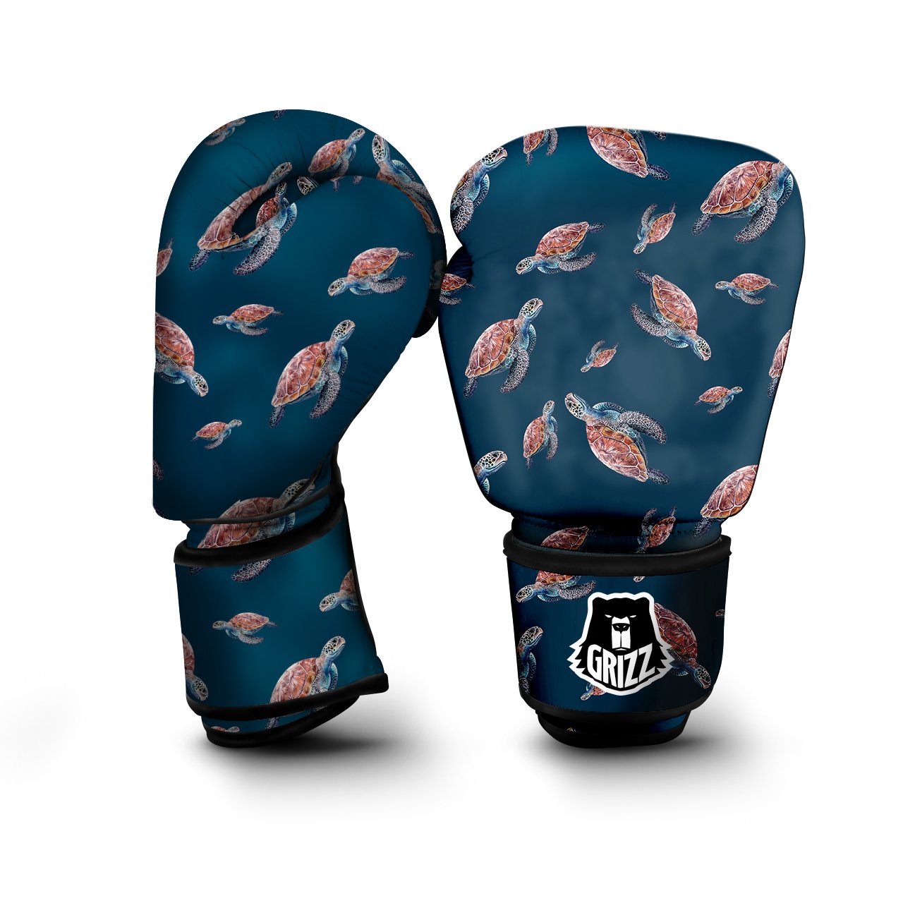 Turtle Watercolor Print Pattern Boxing Gloves-grizzshop