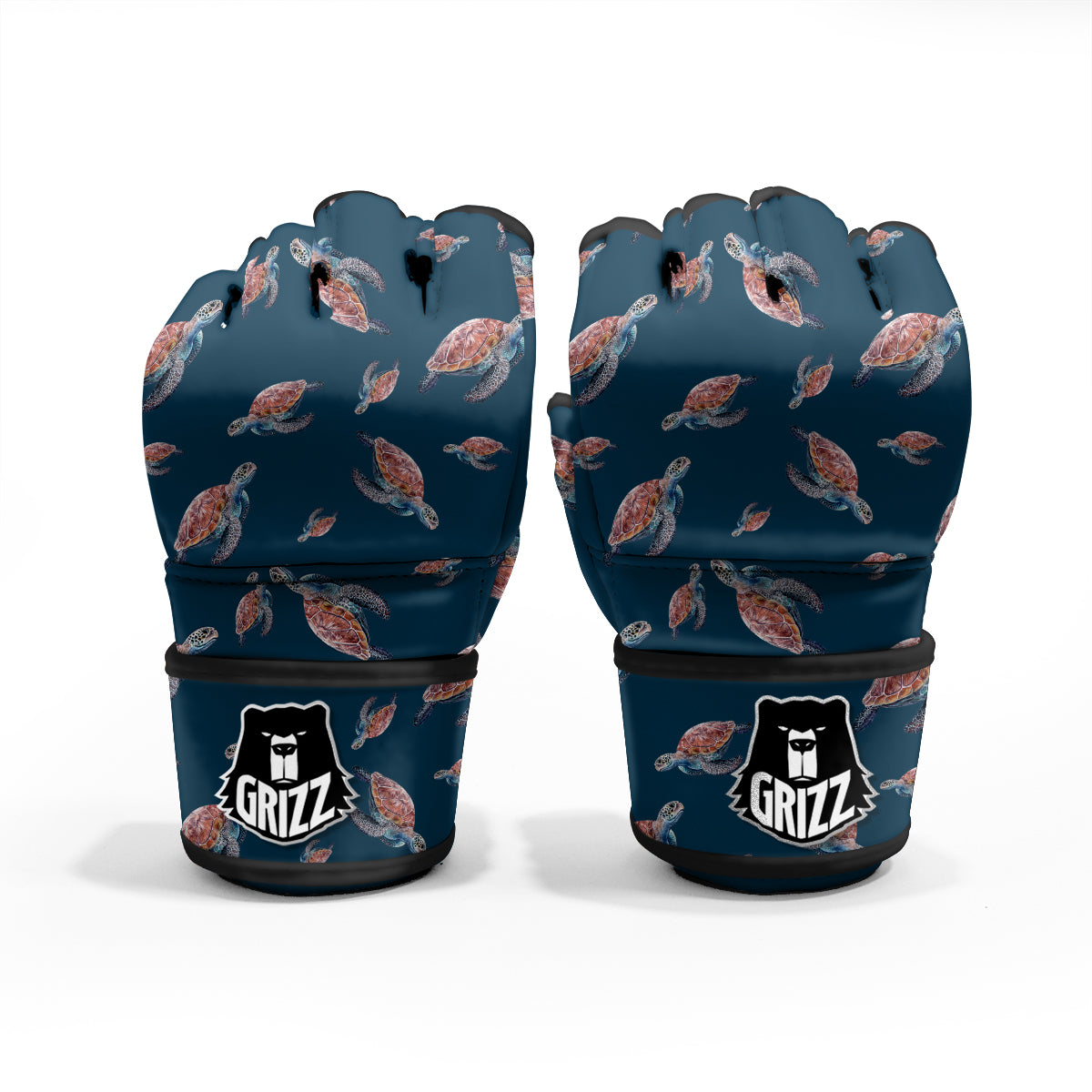 Turtle Watercolor Print Pattern MMA Gloves-grizzshop