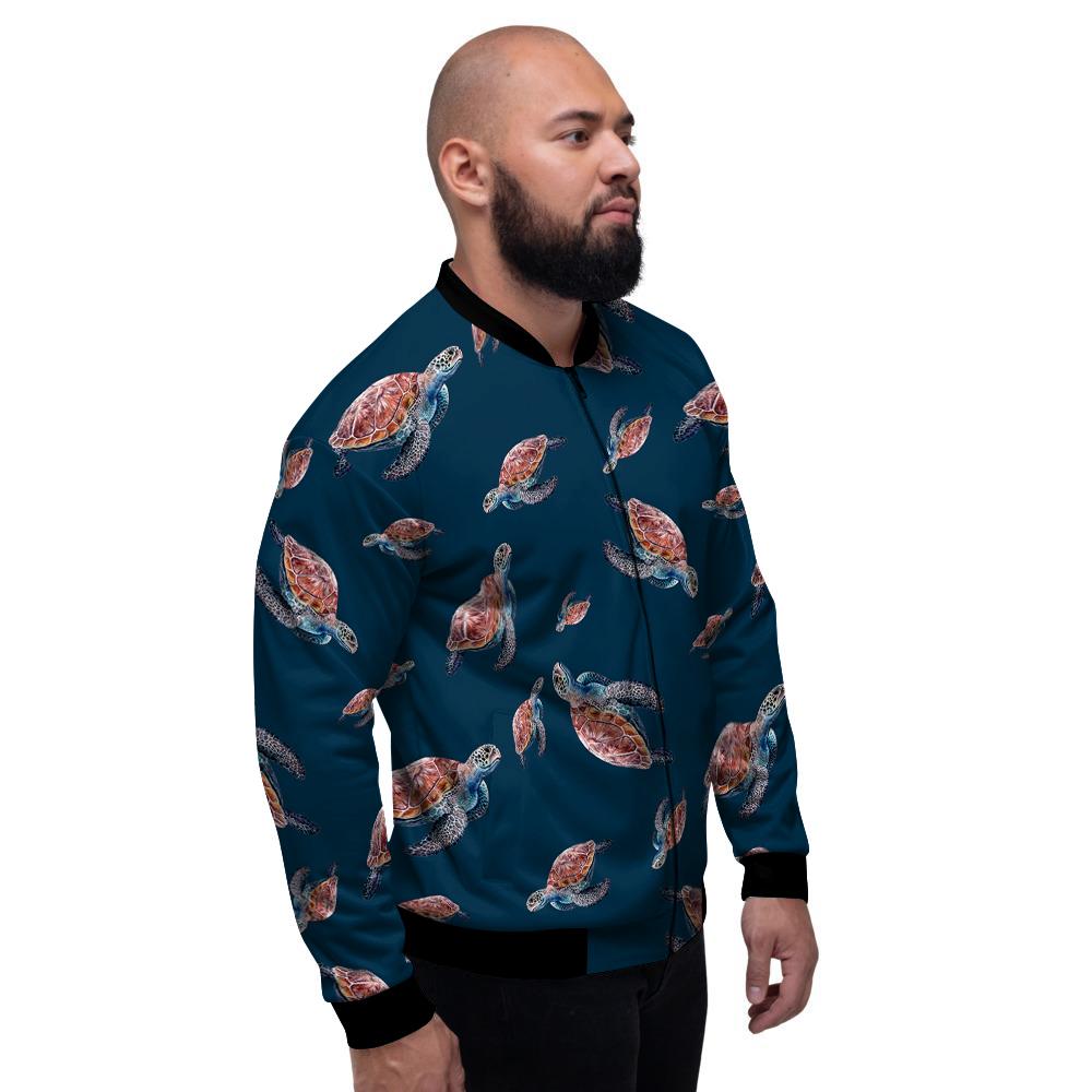 Turtle Watercolor Print Pattern Men's Bomber Jacket-grizzshop