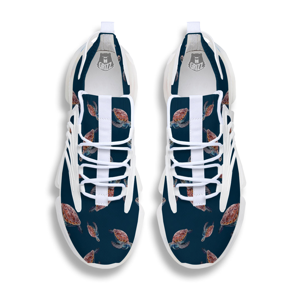 Turtle Watercolor Print Pattern White Gym Shoes-grizzshop
