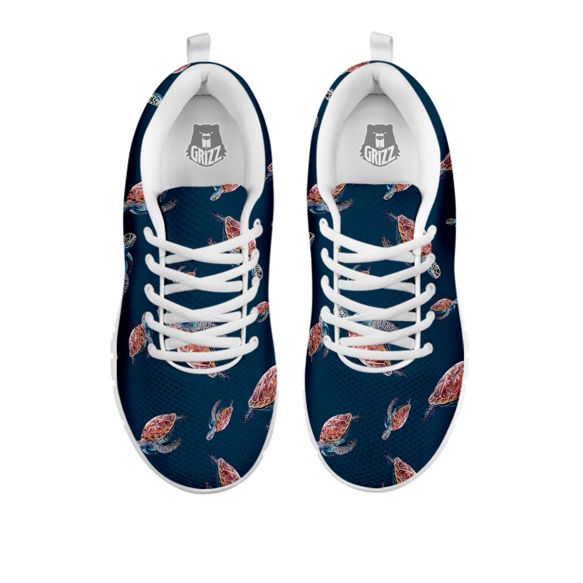 Turtle Watercolor Print Pattern White Sneaker-grizzshop