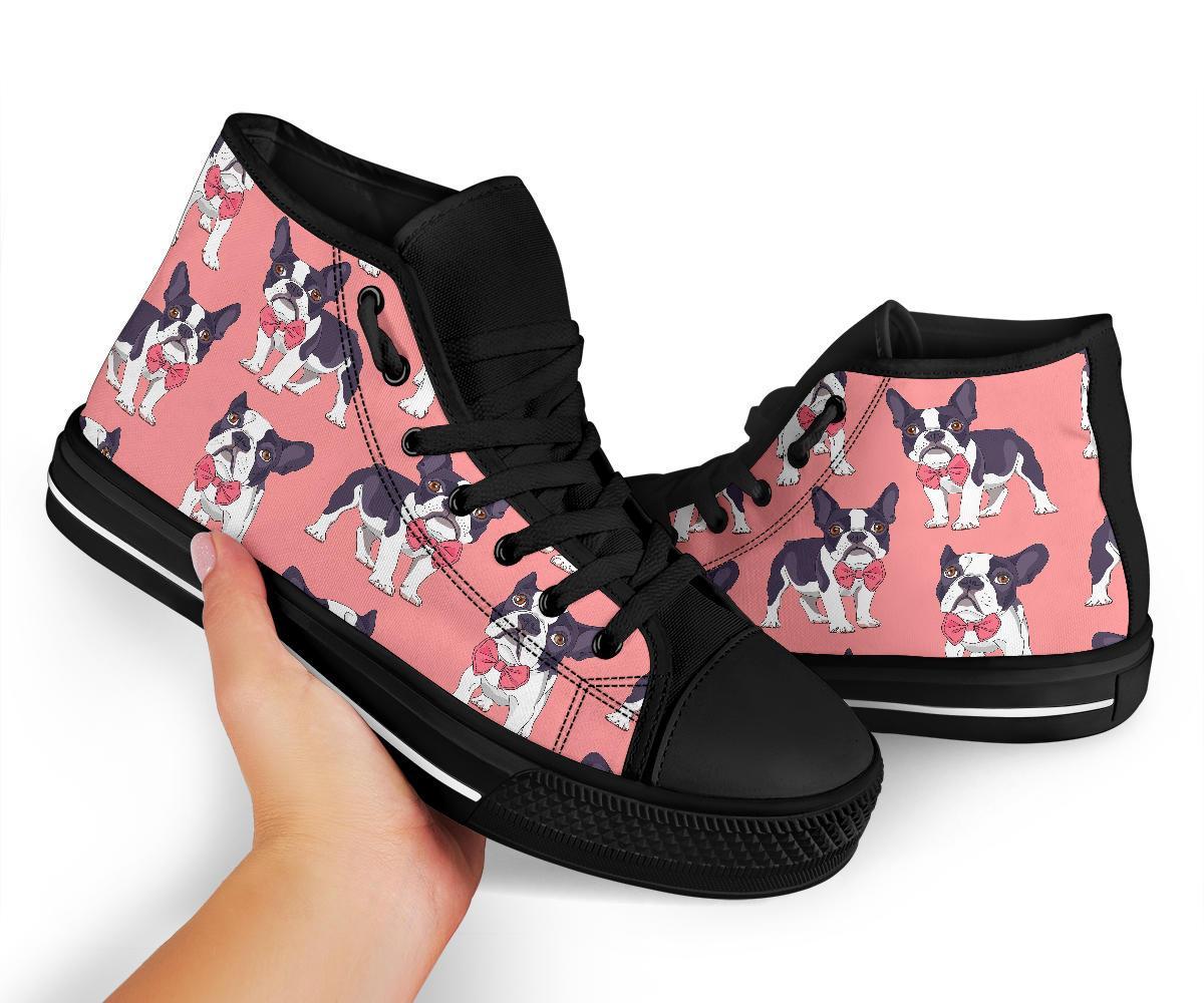 Tuxedo Bulldog Pattern Print Men Women's High Top Shoes-grizzshop