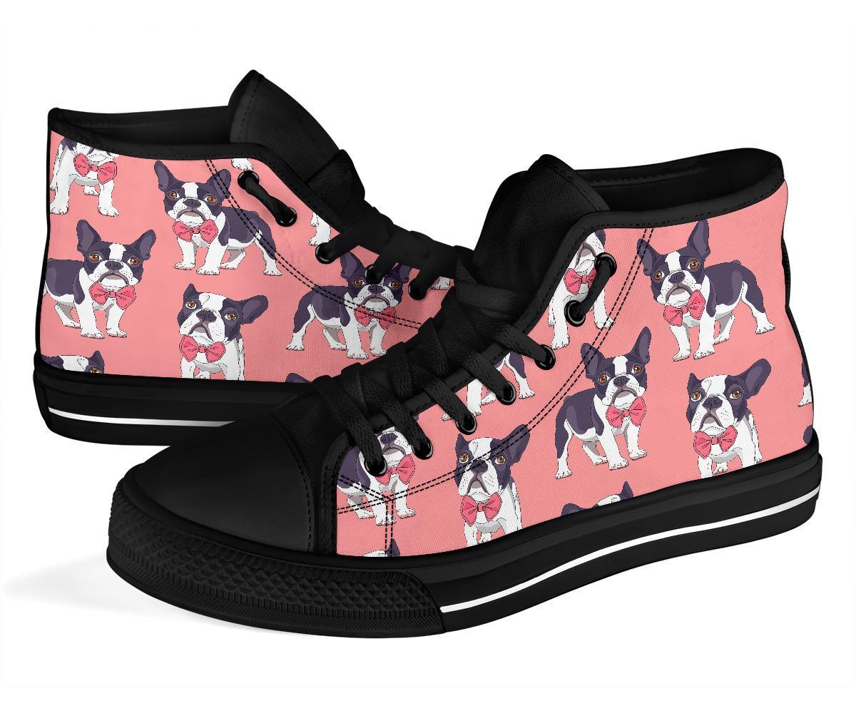 Tuxedo Bulldog Pattern Print Men Women's High Top Shoes-grizzshop