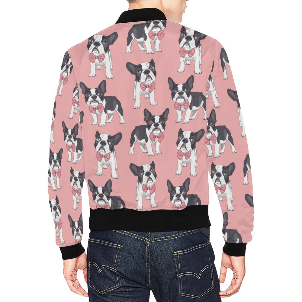 Tuxedo Bulldog Pattern Print Men's Bomber Jacket-grizzshop