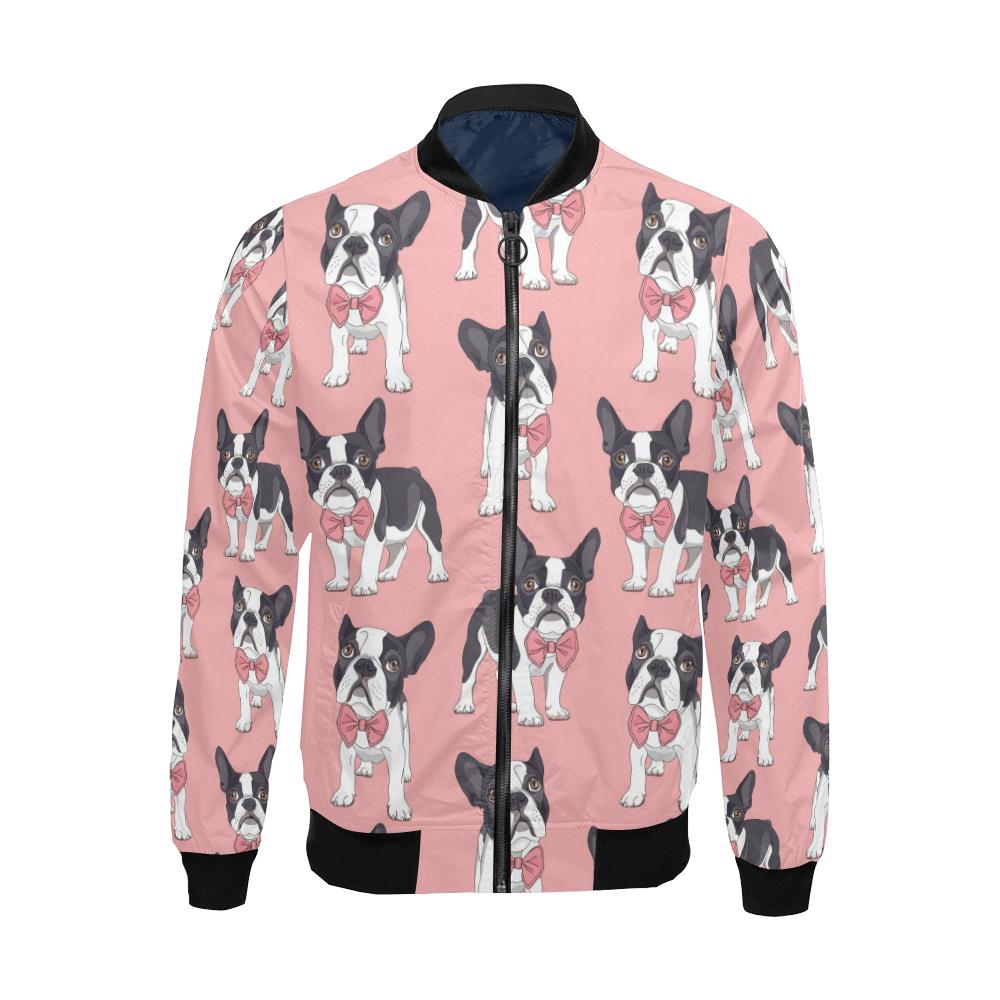 Tuxedo Bulldog Pattern Print Men's Bomber Jacket-grizzshop