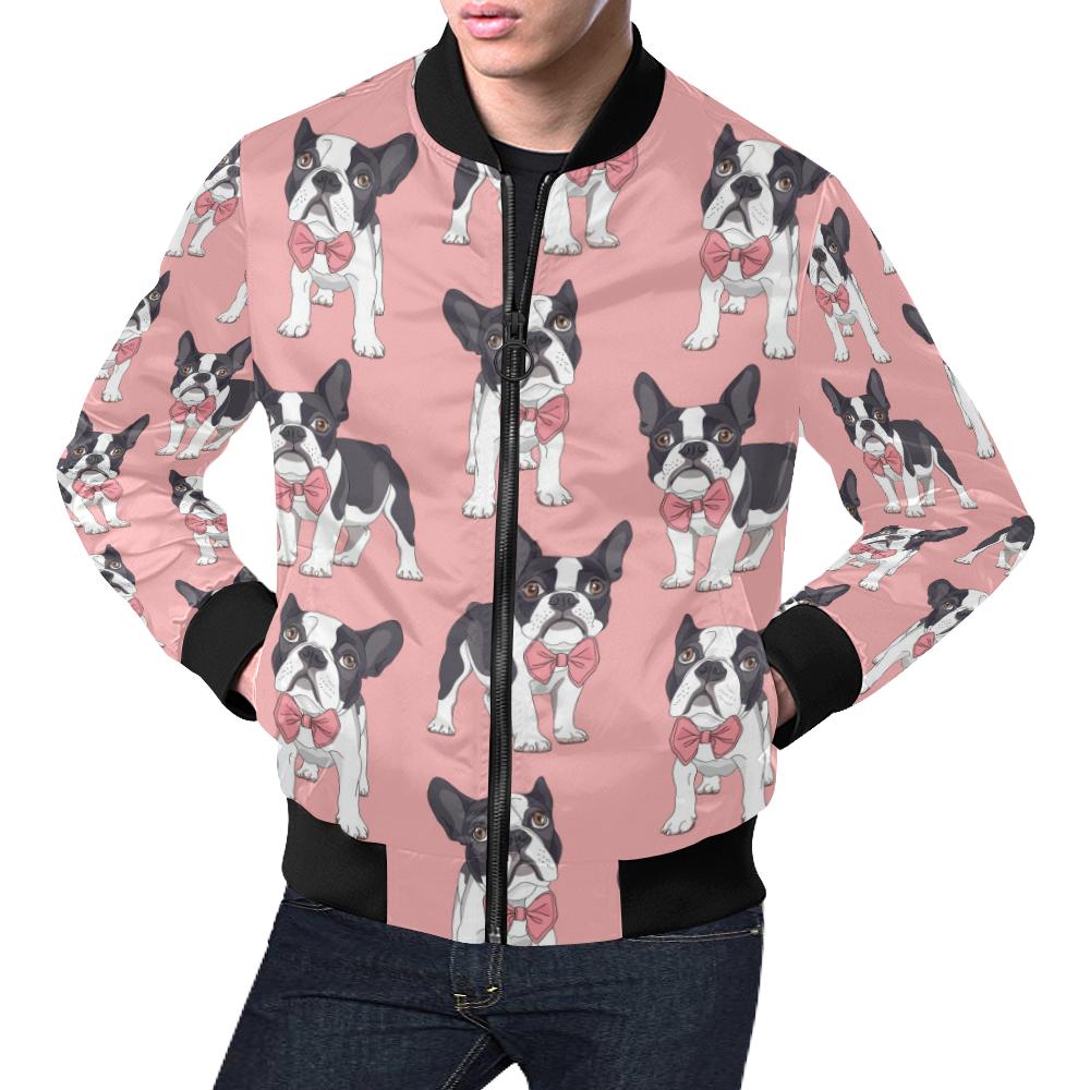 Tuxedo Bulldog Pattern Print Men's Bomber Jacket-grizzshop