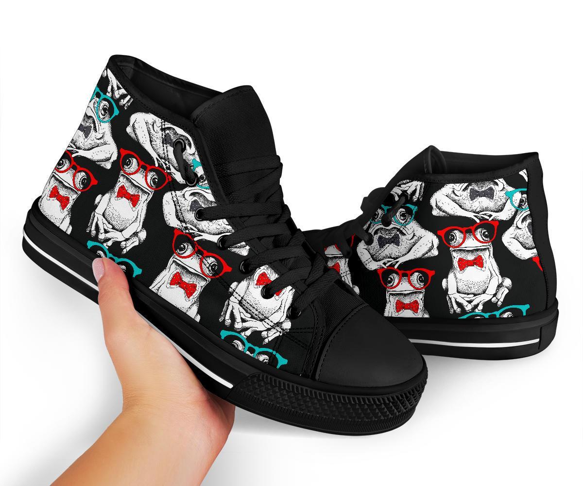 Tuxedo Frog Pattern Print Men Women's High Top Shoes-grizzshop