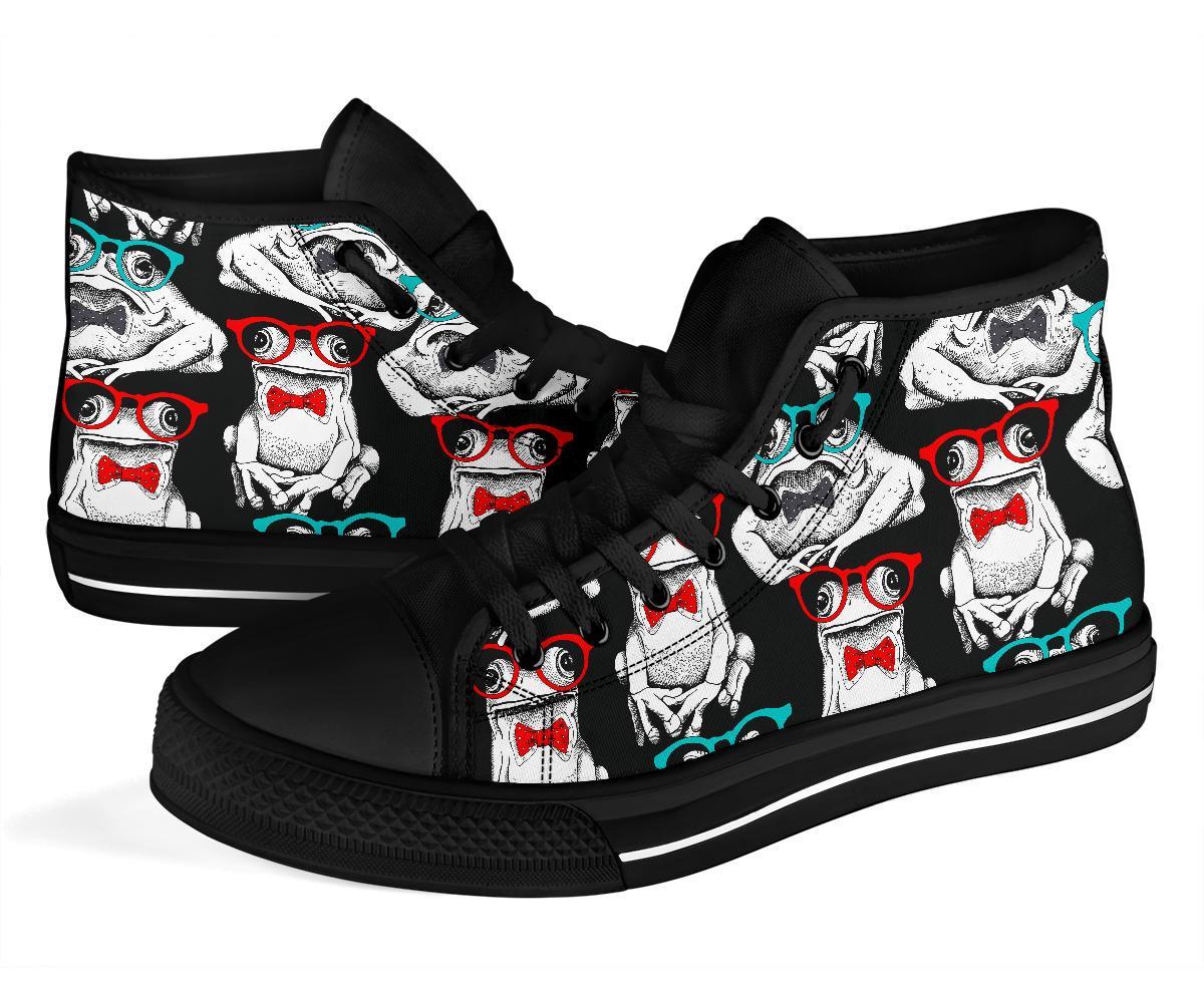 Tuxedo Frog Pattern Print Men Women's High Top Shoes-grizzshop