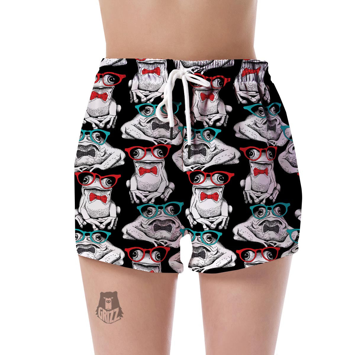 Tuxedo Frog Pattern Print Women's Shorts-grizzshop