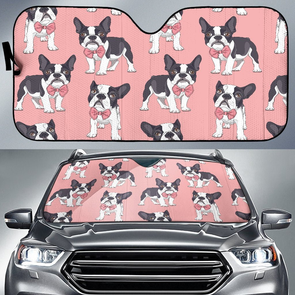Tuxedo Bulldog Pattern Print Car Sun Shade-grizzshop