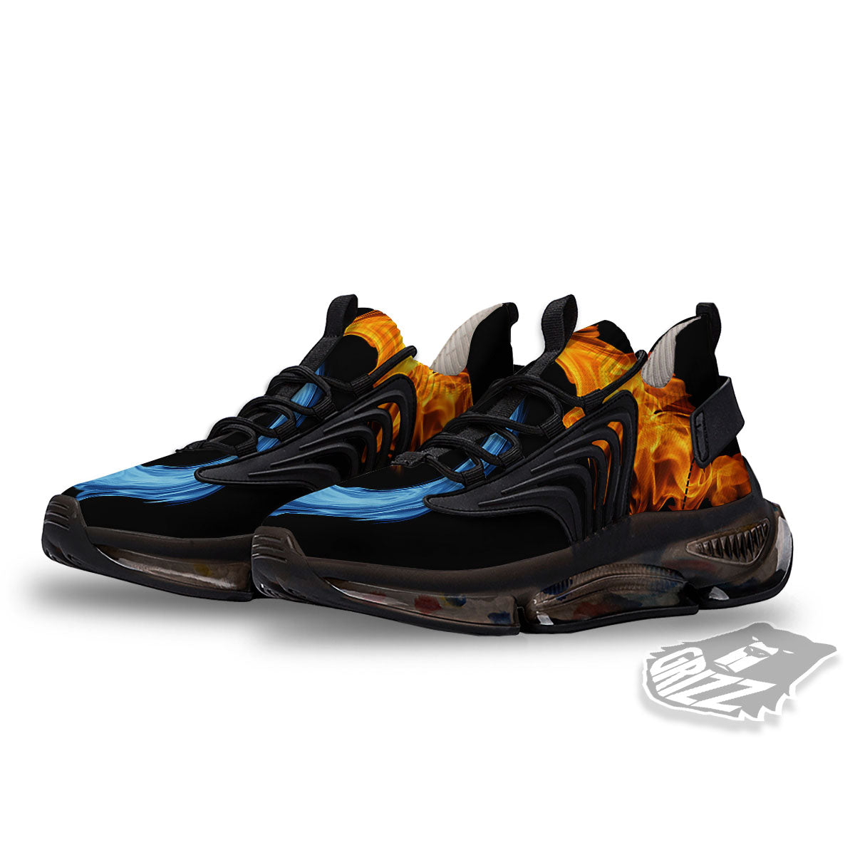 Twin Flame Blue And Red Print Black Gym Shoes-grizzshop