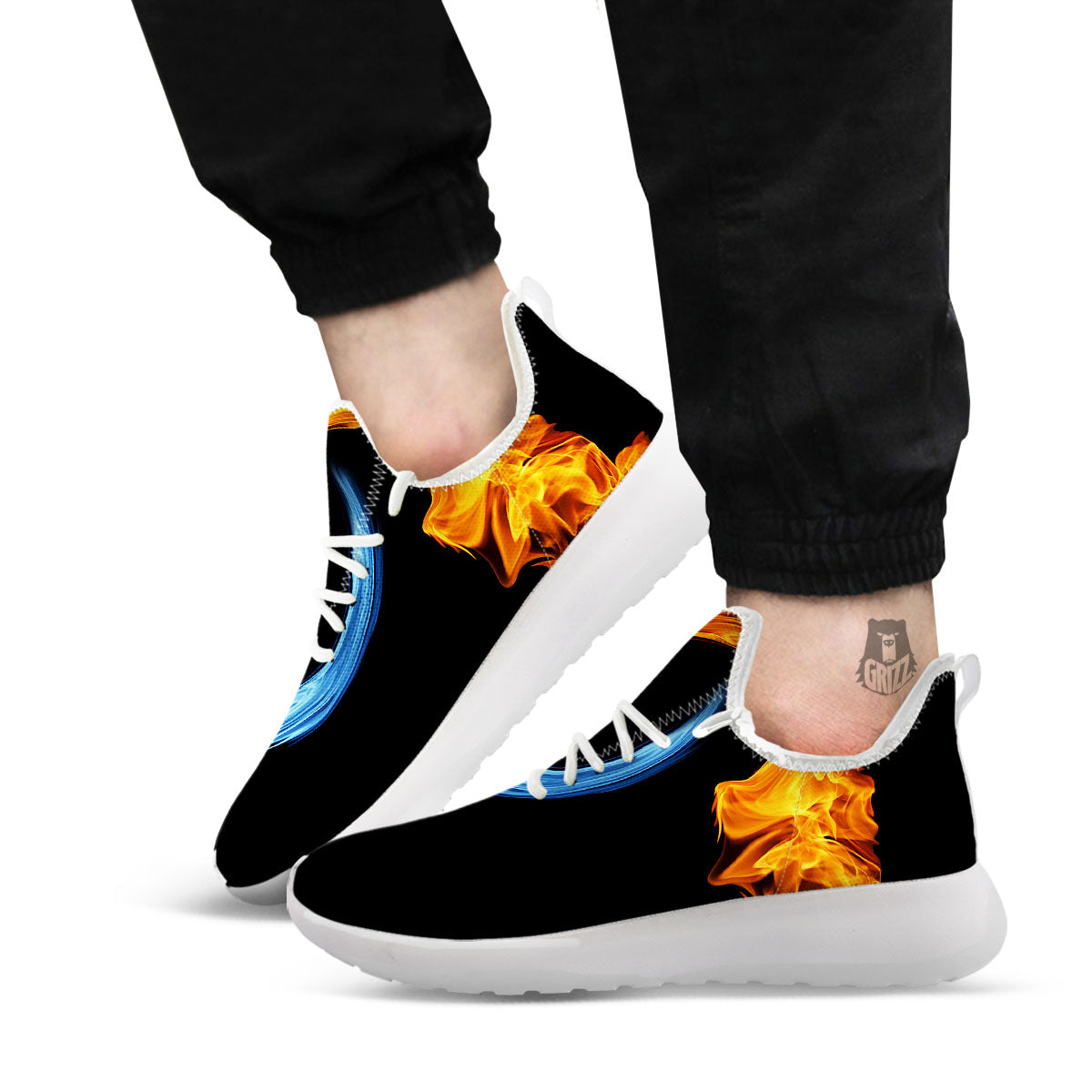 Twin Flame Blue And Red Print White Athletic Shoes-grizzshop