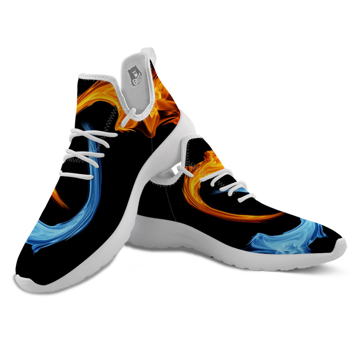 Twin Flame Blue And Red Print White Athletic Shoes-grizzshop