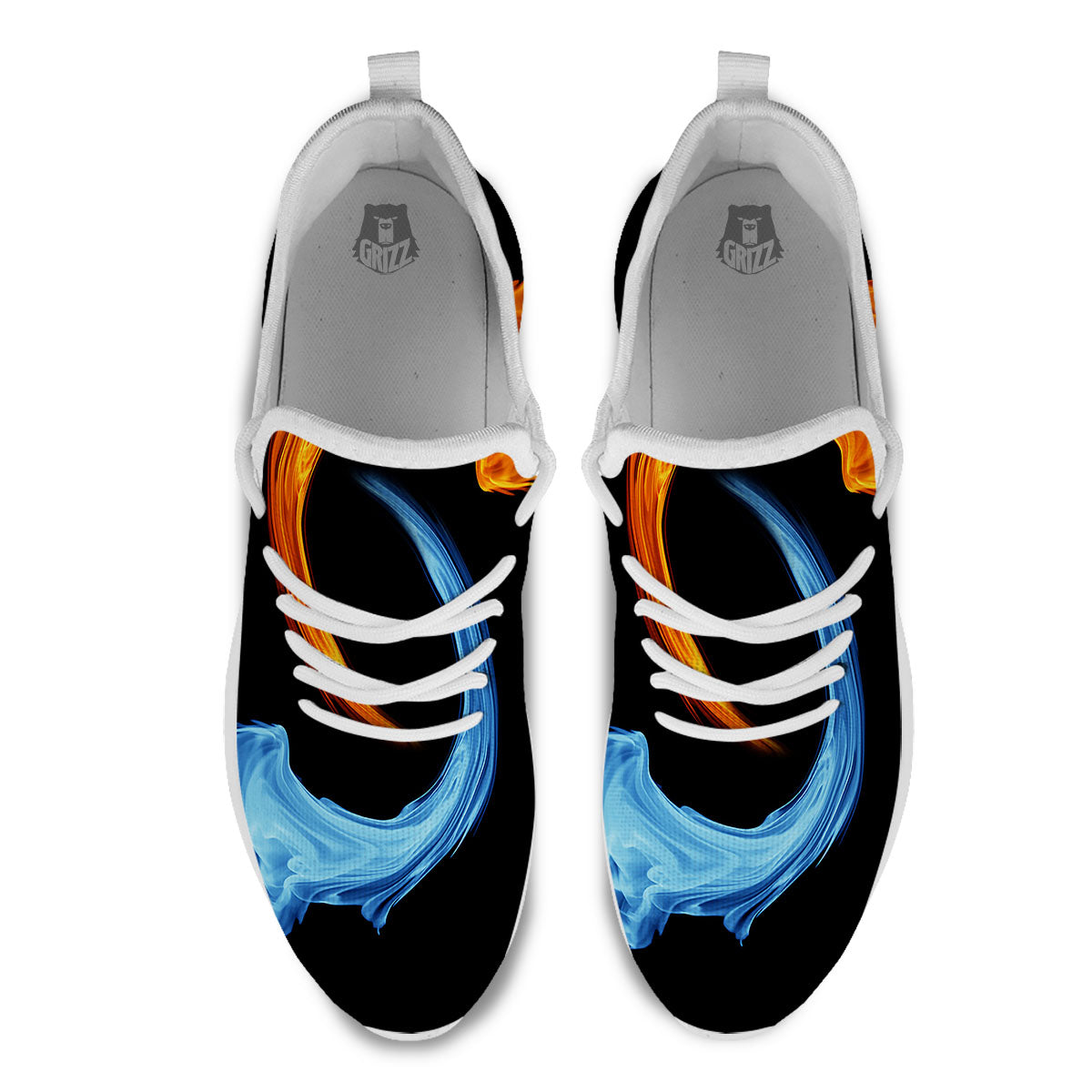 Twin Flame Blue And Red Print White Athletic Shoes-grizzshop