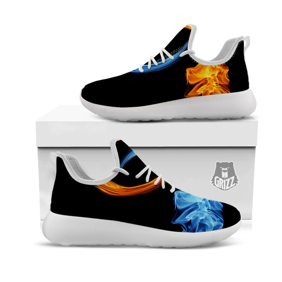 Twin Flame Blue And Red Print White Athletic Shoes-grizzshop